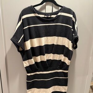All Saints Black and Cream Striped Garment